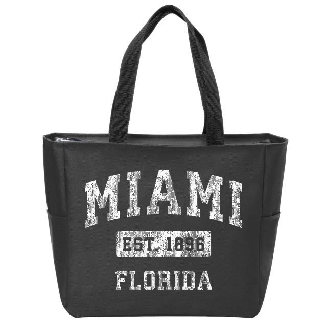 Miami Florida Fl Vintage Established Sports Zip Tote Bag