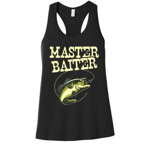 Masterbaiter Funny Fishing Fisherman Fish Master Baiter Women's Racerback Tank