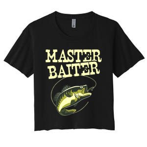 Masterbaiter Funny Fishing Fisherman Fish Master Baiter Women's Crop Top Tee