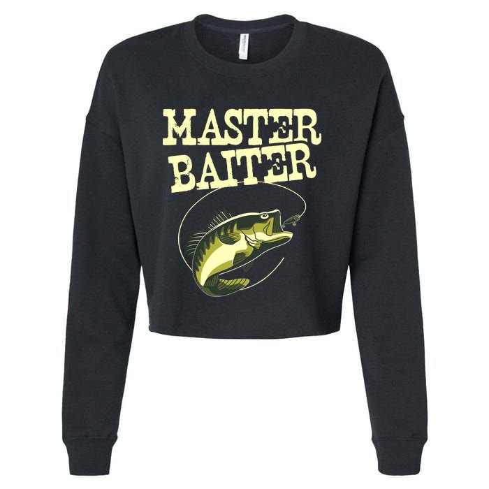 Masterbaiter Funny Fishing Fisherman Fish Master Baiter Cropped Pullover Crew