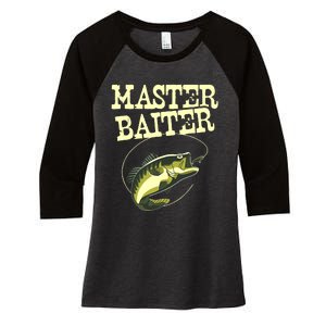 Masterbaiter Funny Fishing Fisherman Fish Master Baiter Women's Tri-Blend 3/4-Sleeve Raglan Shirt