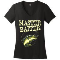 Masterbaiter Funny Fishing Fisherman Fish Master Baiter Women's V-Neck T-Shirt