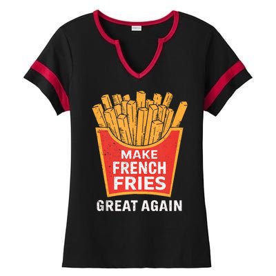 Make French Fries Great Again Donald Trump 2024 French Fry Ladies Halftime Notch Neck Tee