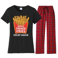 Make French Fries Great Again Donald Trump 2024 French Fry Women's Flannel Pajama Set