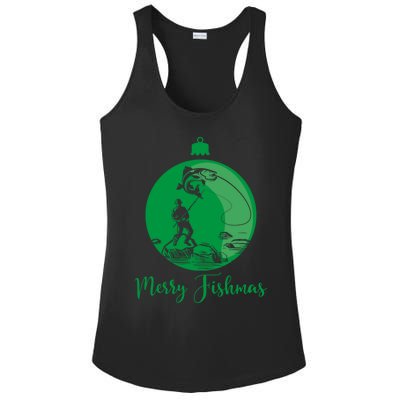 Merry Fishmas For Fisher And Anglers Gift Ladies PosiCharge Competitor Racerback Tank