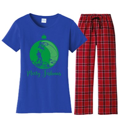 Merry Fishmas For Fisher And Anglers Gift Women's Flannel Pajama Set