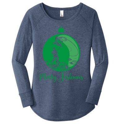 Merry Fishmas For Fisher And Anglers Gift Women's Perfect Tri Tunic Long Sleeve Shirt