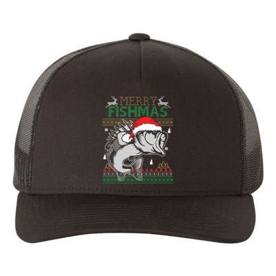 Merry Fishmas Funny Merry Christmas Fishing Lover Yupoong Adult 5-Panel Trucker Hat