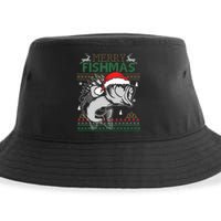 Merry Fishmas Funny Merry Christmas Fishing Lover Sustainable Bucket Hat