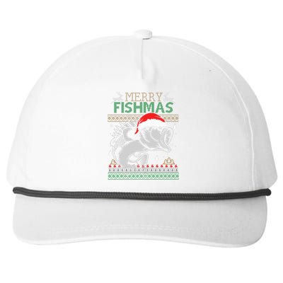 Merry Fishmas Funny Merry Christmas Fishing Lover Snapback Five-Panel Rope Hat