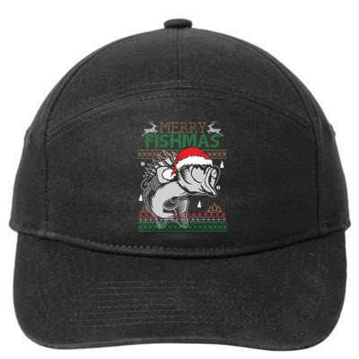 Merry Fishmas Funny Merry Christmas Fishing Lover 7-Panel Snapback Hat