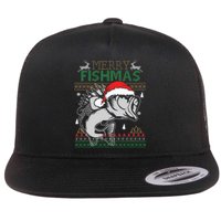 Merry Fishmas Funny Merry Christmas Fishing Lover Flat Bill Trucker Hat