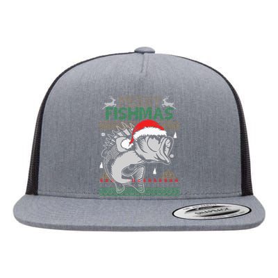 Merry Fishmas Funny Merry Christmas Fishing Lover Flat Bill Trucker Hat