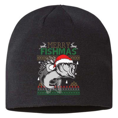 Merry Fishmas Funny Merry Christmas Fishing Lover Sustainable Beanie