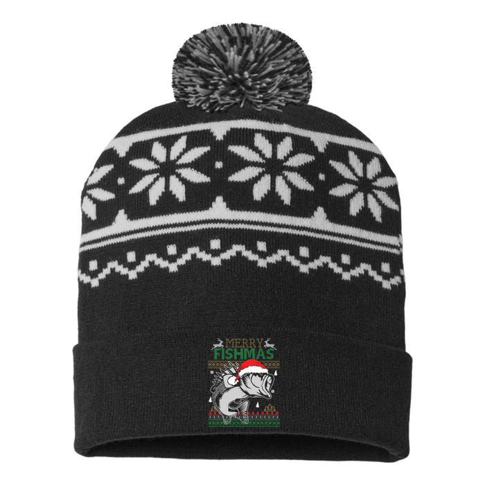 Merry Fishmas Funny Merry Christmas Fishing Lover USA-Made Snowflake Beanie