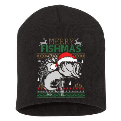 Merry Fishmas Funny Merry Christmas Fishing Lover Short Acrylic Beanie