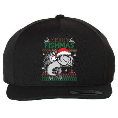 Merry Fishmas Funny Merry Christmas Fishing Lover Wool Snapback Cap