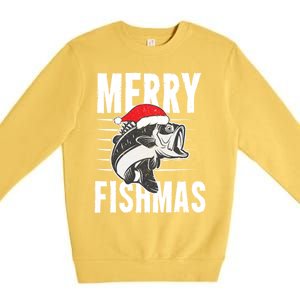 Merry Fishmas Funny Christmas Fishing Gift Great Gift Premium Crewneck Sweatshirt