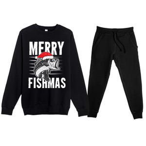 Merry Fishmas Funny Christmas Fishing Gift Great Gift Premium Crewneck Sweatsuit Set