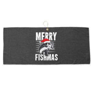 Merry Fishmas Funny Christmas Fishing Gift Great Gift Large Microfiber Waffle Golf Towel