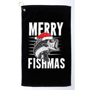 Merry Fishmas Funny Christmas Fishing Gift Great Gift Platinum Collection Golf Towel