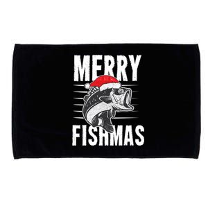 Merry Fishmas Funny Christmas Fishing Gift Great Gift Microfiber Hand Towel