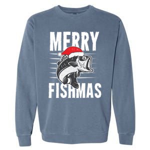 Merry Fishmas Funny Christmas Fishing Gift Great Gift Garment-Dyed Sweatshirt