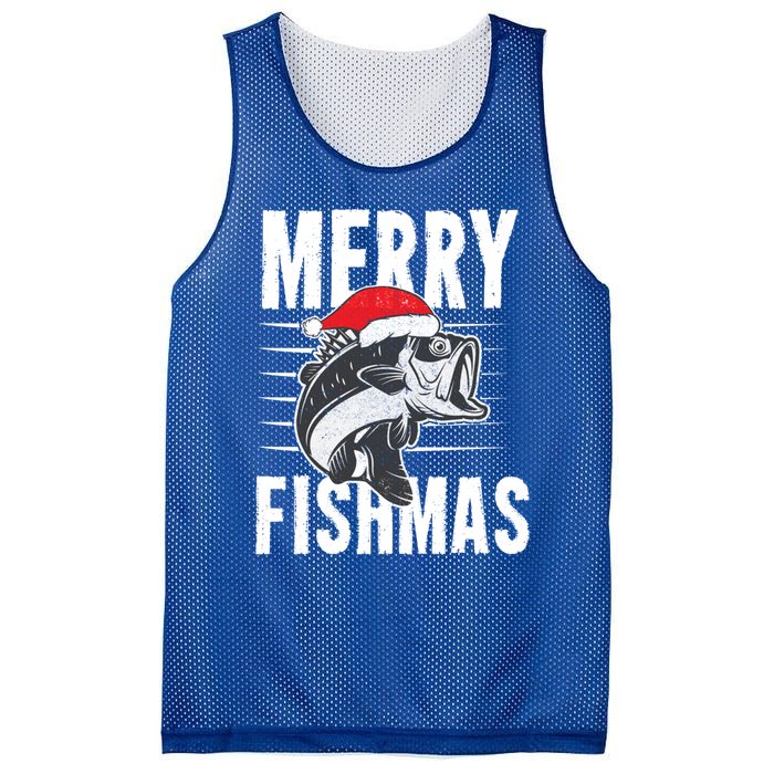 Merry Fishmas Funny Christmas Fishing Gift Great Gift Mesh Reversible Basketball Jersey Tank