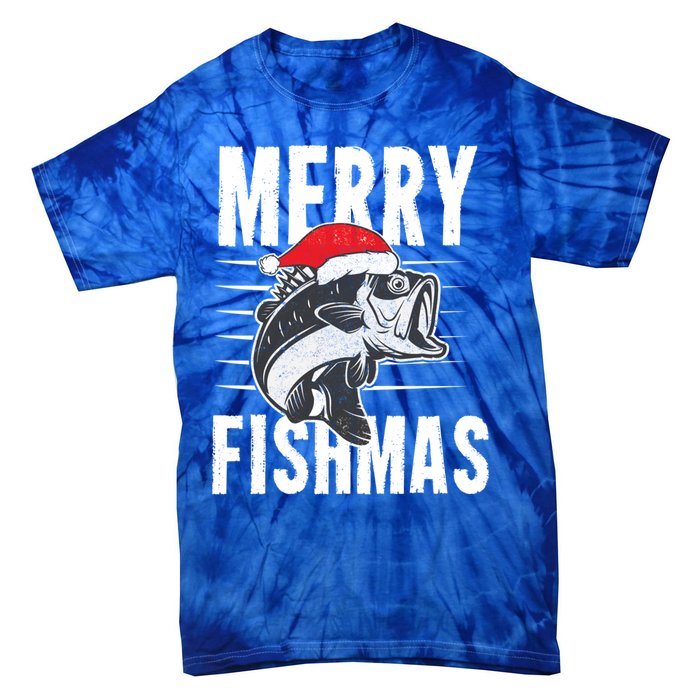 Merry Fishmas Funny Christmas Fishing Gift Great Gift Tie-Dye T-Shirt