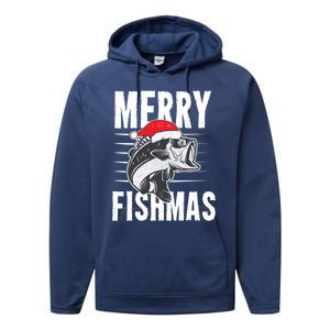 Merry Fishmas Funny Christmas Fishing Gift Great Gift Performance Fleece Hoodie