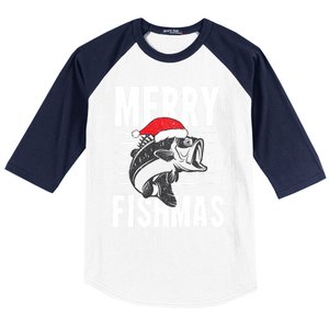 Merry Fishmas Funny Christmas Fishing Gift Great Gift Baseball Sleeve Shirt