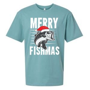 Merry Fishmas Funny Christmas Fishing Gift Great Gift Sueded Cloud Jersey T-Shirt