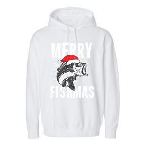 Merry Fishmas Funny Christmas Fishing Gift Great Gift Garment-Dyed Fleece Hoodie