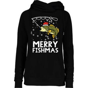 Merry Fishmas Fish Fishing Xmas Christmas Dad Womens Funnel Neck Pullover Hood