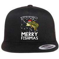 Merry Fishmas Fish Fishing Xmas Christmas Dad Flat Bill Trucker Hat