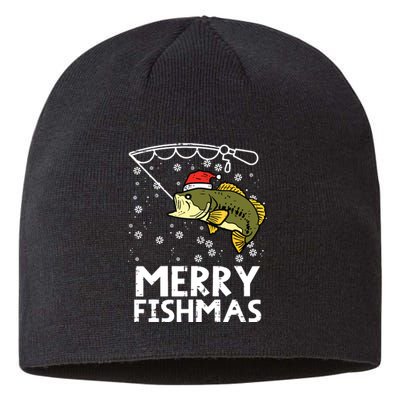 Merry Fishmas Fish Fishing Xmas Christmas Dad Sustainable Beanie