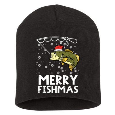 Merry Fishmas Fish Fishing Xmas Christmas Dad Short Acrylic Beanie