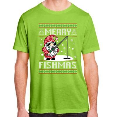 Merry Fishmas Fishing Gnome Christmas Santa Fisherman Adult ChromaSoft Performance T-Shirt