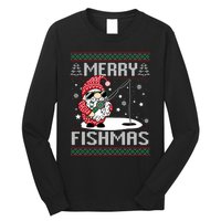 Merry Fishmas Fishing Gnome Christmas Santa Fisherman Long Sleeve Shirt