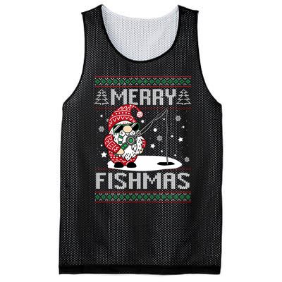 Merry Fishmas Fishing Gnome Christmas Santa Fisherman Mesh Reversible Basketball Jersey Tank