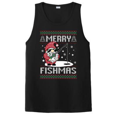 Merry Fishmas Fishing Gnome Christmas Santa Fisherman PosiCharge Competitor Tank