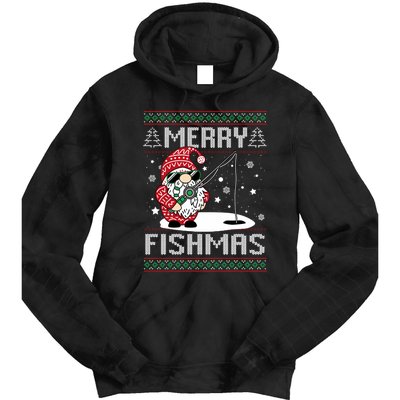 Merry Fishmas Fishing Gnome Christmas Santa Fisherman Tie Dye Hoodie