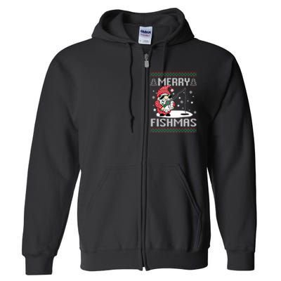 Merry Fishmas Fishing Gnome Christmas Santa Fisherman Full Zip Hoodie