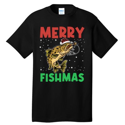 Merry Fishmas For Fisher – Xmas Christmas Fishing Long Sleeve Tall T-Shirt