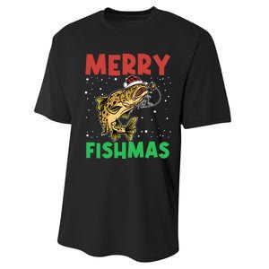 Merry Fishmas For Fisher – Xmas Christmas Fishing Long Sleeve Performance Sprint T-Shirt