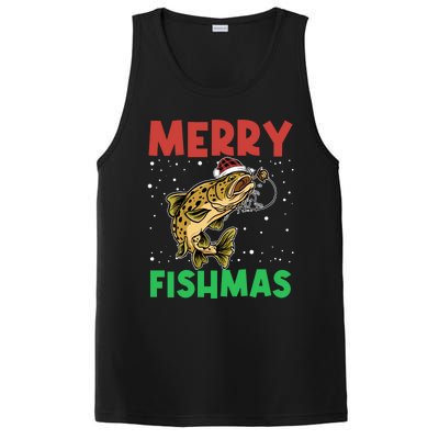 Merry Fishmas For Fisher – Xmas Christmas Fishing Long Sleeve PosiCharge Competitor Tank