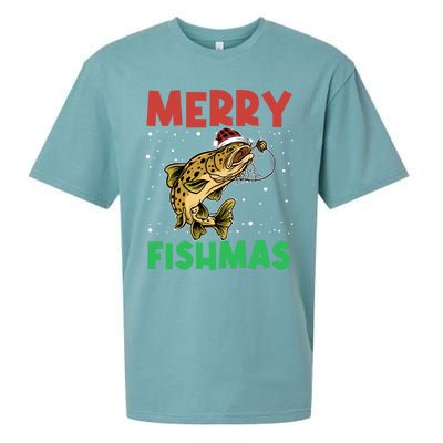 Merry Fishmas For Fisher – Xmas Christmas Fishing Long Sleeve Sueded Cloud Jersey T-Shirt