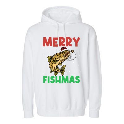 Merry Fishmas For Fisher – Xmas Christmas Fishing Long Sleeve Garment-Dyed Fleece Hoodie