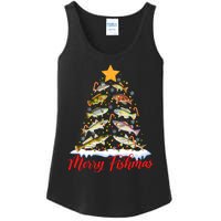 Merry Fishmas Funny Christmas Tree Lights Fish Fishing Rod Ladies Essential Tank