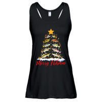 Merry Fishmas Funny Christmas Tree Lights Fish Fishing Rod Ladies Essential Flowy Tank